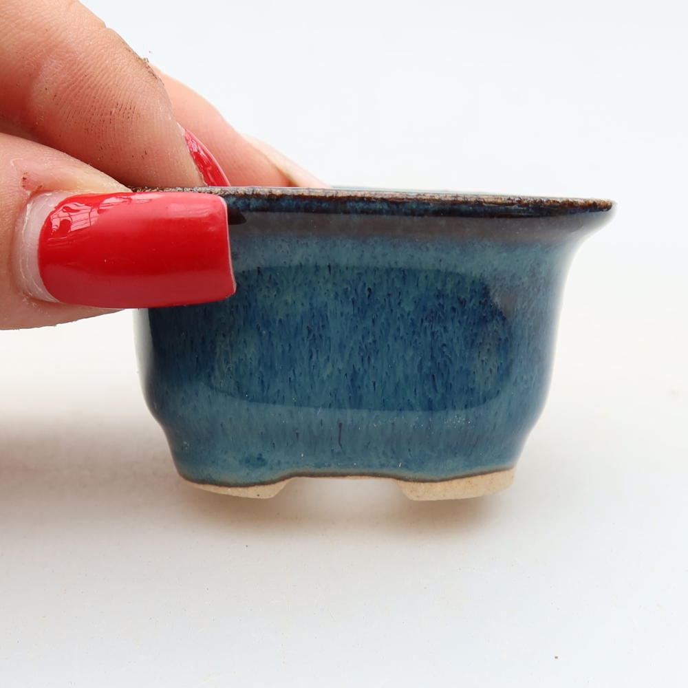 Keramická miska na bonsaje 6 x 5 x 3,5 cm, farba modrá