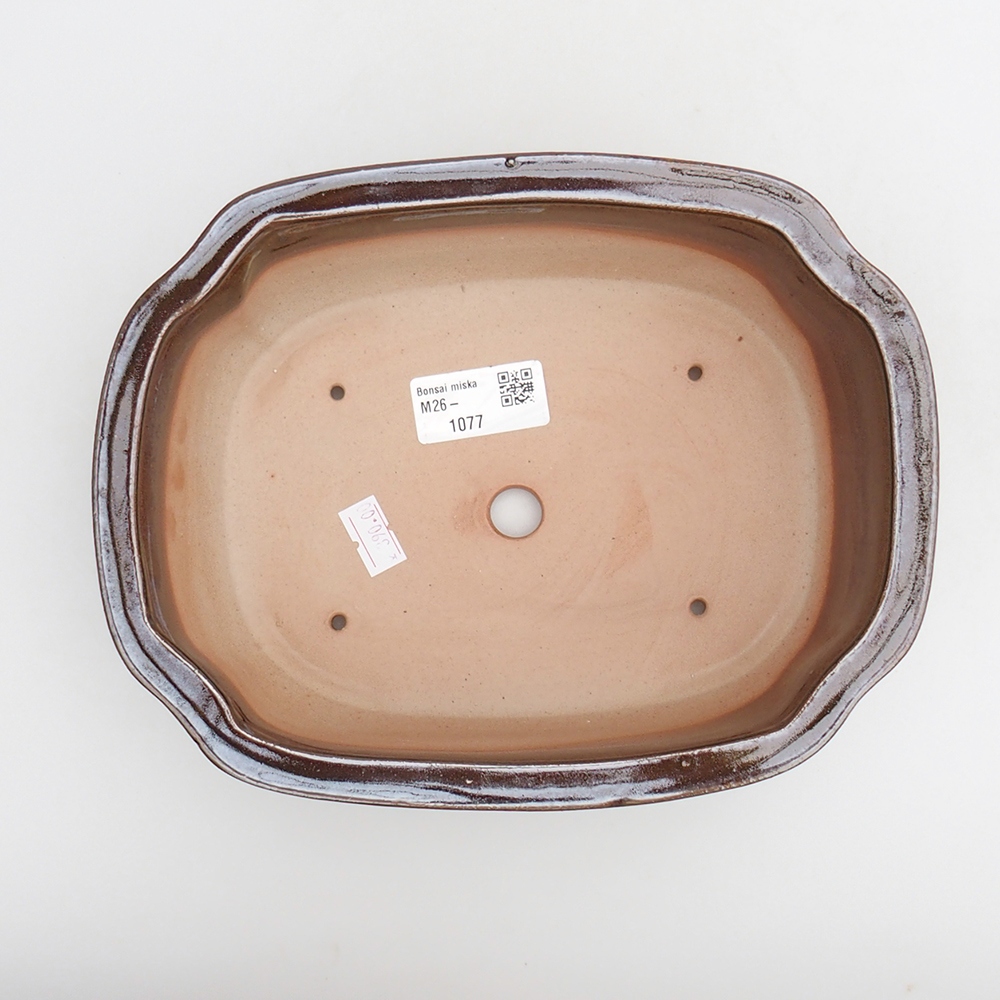 Keramická bonsajová miska 22 x 16,5 x 7 cm, hnedá