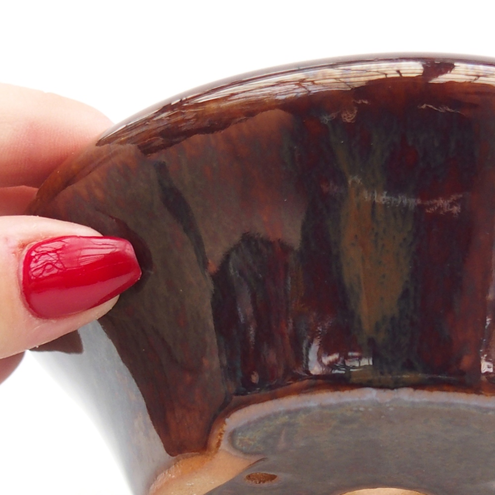 Keramická miska na bonsaje 13,5 x 13,5 x 5 cm, hnedá