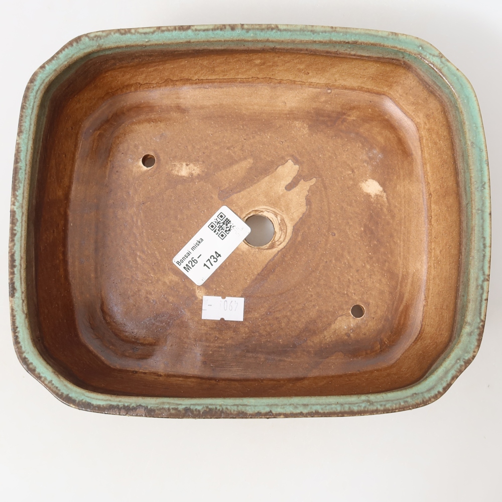 Keramická miska na bonsai 21,5 x 18 x 6 cm, farba zelená