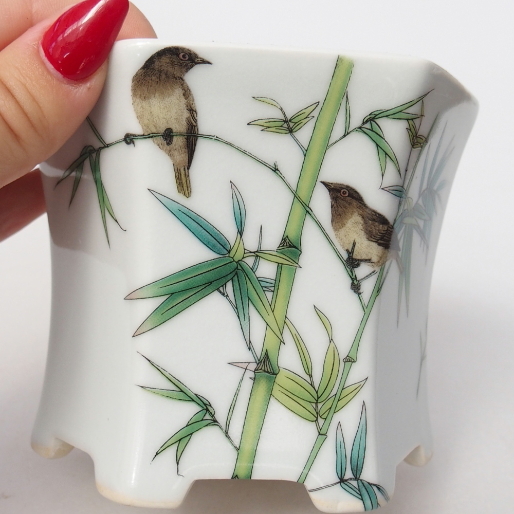 Keramická miska na bonsaje 10,5 x 9,5 x 9 cm, farba biela
