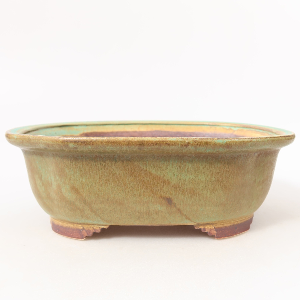 Keramická miska na bonsaje 20,5 x 16,5 x 7 cm, farba zelená