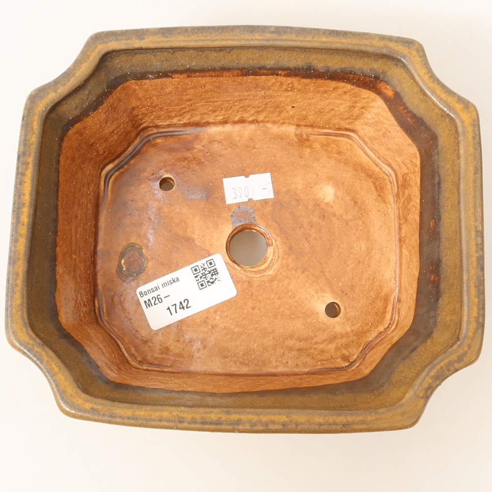 Keramická miska na bonsaje 18 x 15 x 6 cm, farba hnedá