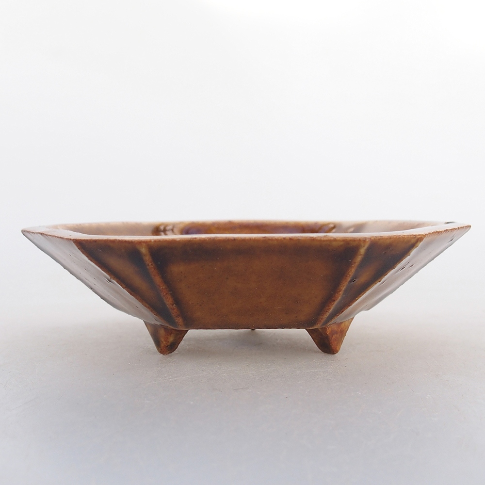 Keramická miska na bonsaje 8,5 x 8 x 2,5 cm, hnedá