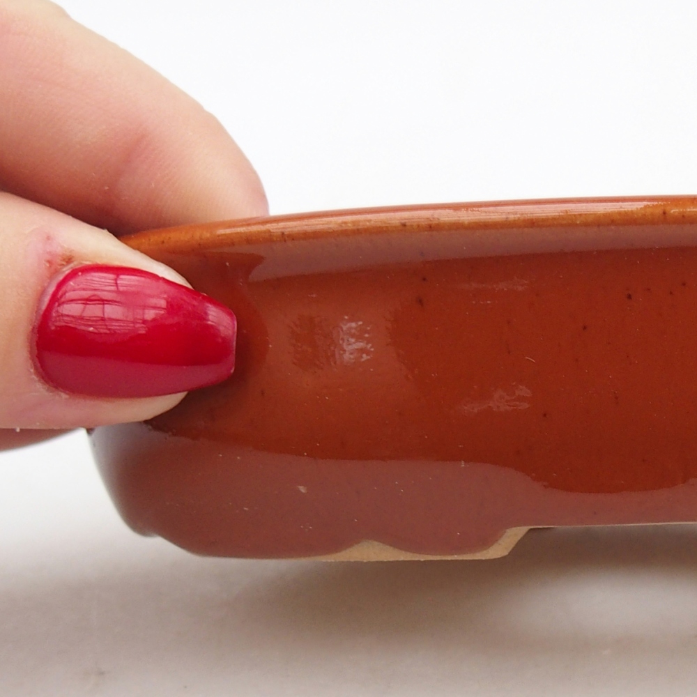 Keramická miska na bonsaje 12 x 8,5 x 3 cm, hnedá