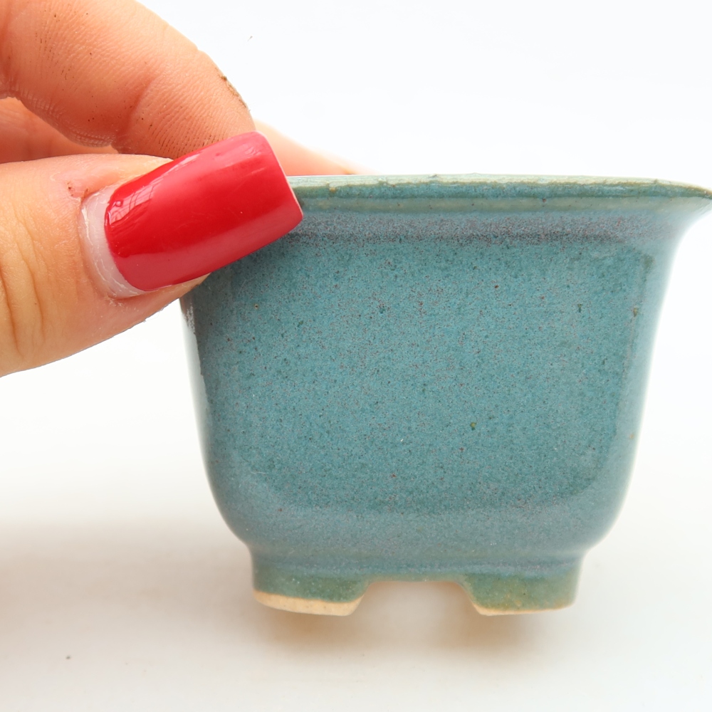 Keramická miska na bonsaje 6,5 x 6,5 x 5 cm, farba modrá