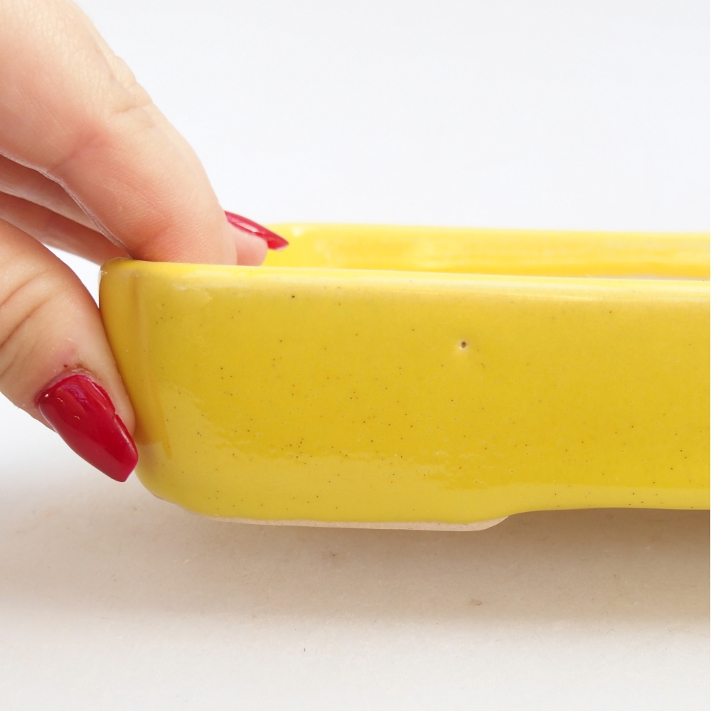 Keramická miska na bonsaje 18,5 x 13,5 x 3,5 cm, žltá