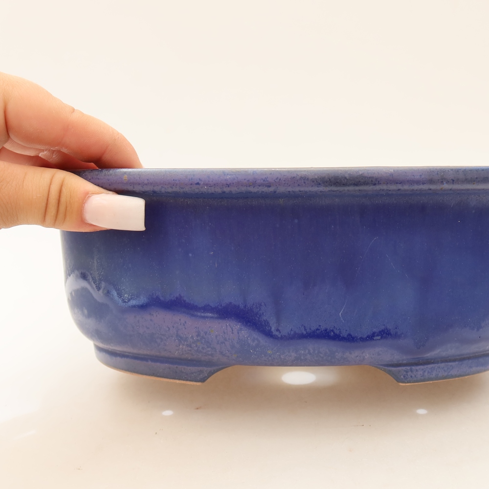 Keramická miska na bonsaje 23 x 19 x 8 cm, farba modrá