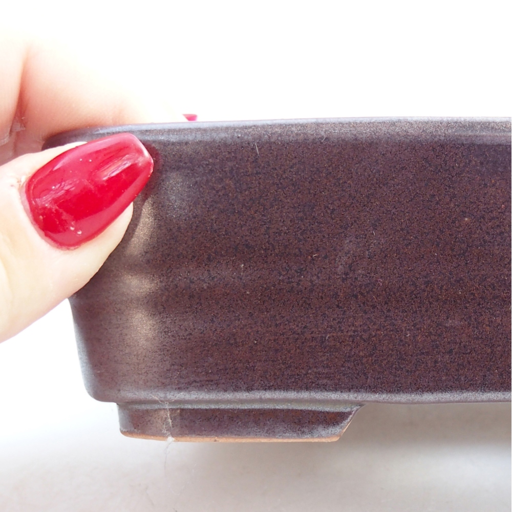 Keramická bonsajová miska 14,5 x 10,5 x 4,5 cm, farba kovu