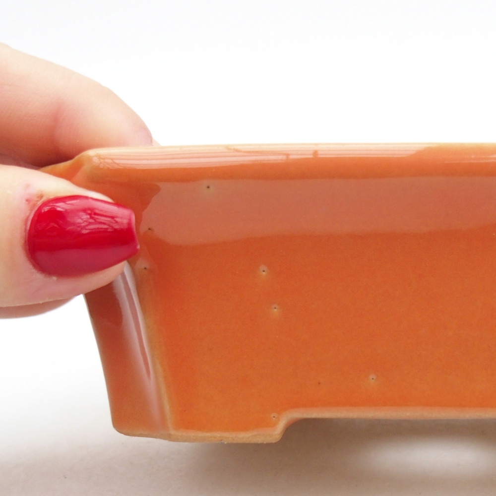 Keramická miska na bonsaje 13 x 10,5 x 4 cm, oranžová