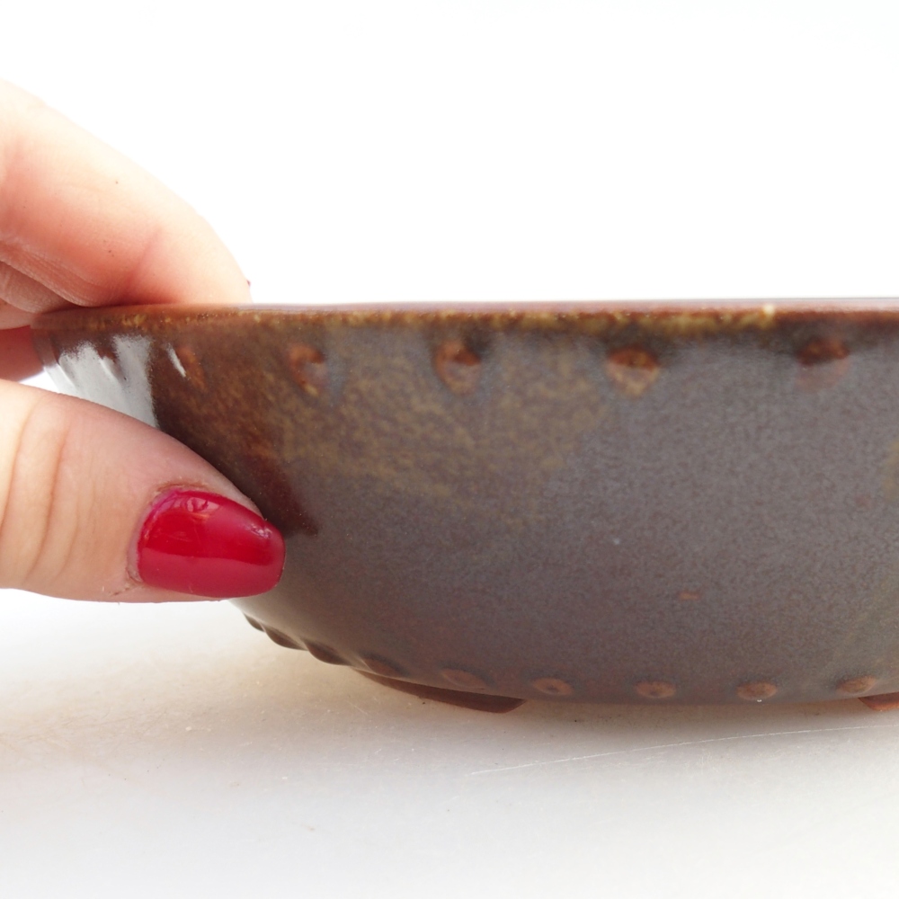 Keramická miska na bonsaje 17,5 x 17,5 x 5 cm, hnedá