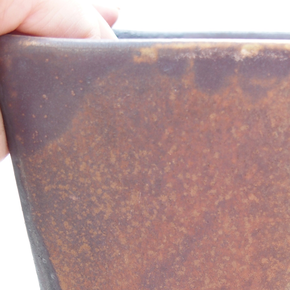 Keramická bonsajová miska 15 x 15 x 19 cm, farba hnedozelená