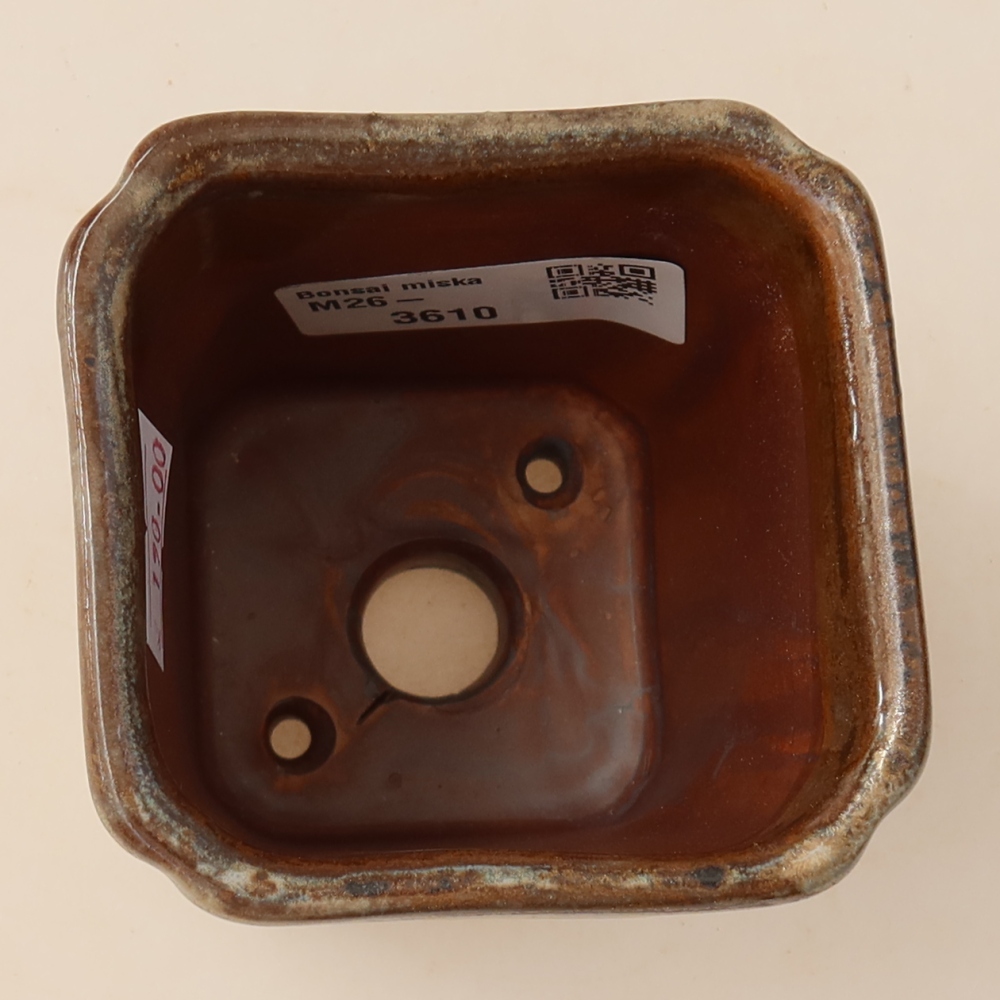 Keramická miska na bonsaje 7 x 7 x 8,5 cm, farba hnedá