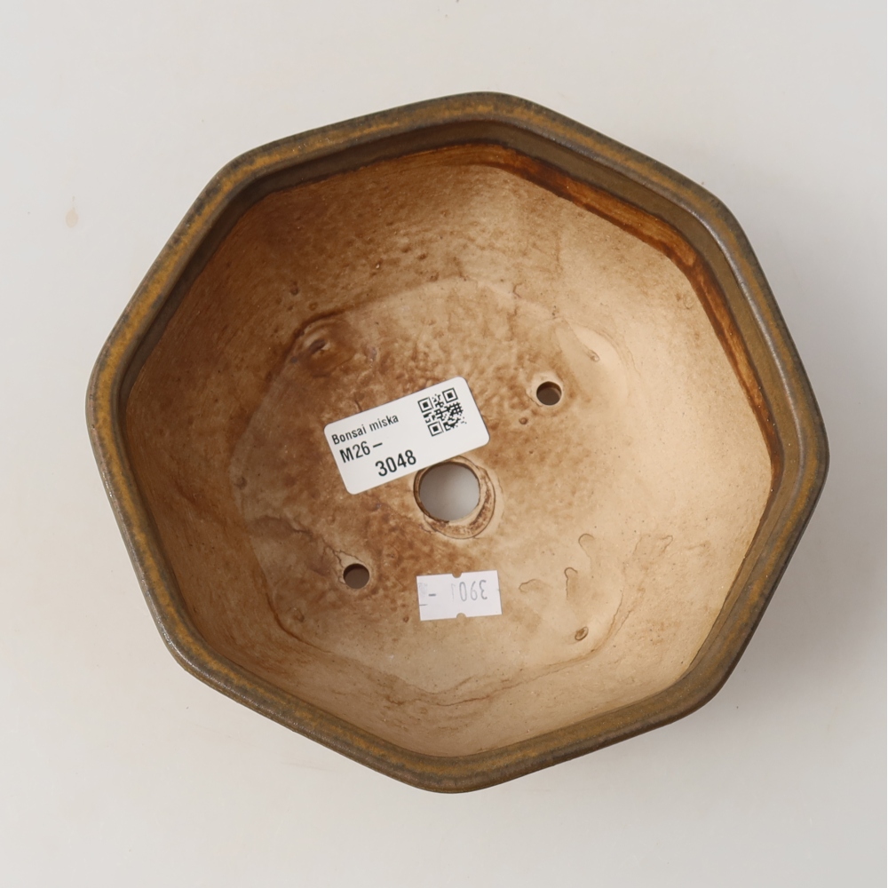 Keramická miska na bonsaje 17 x 16 x 6,5 cm, farba hnedá