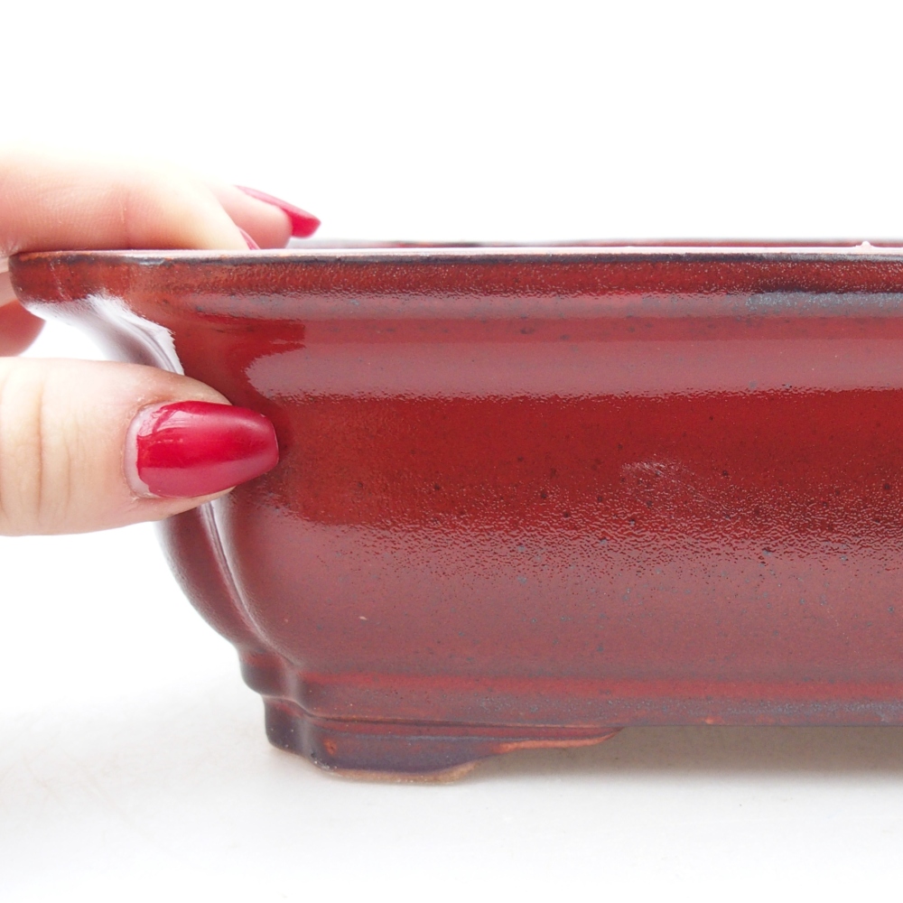 Keramická bonsajová miska 28 x 22 x 7 cm, farba červená