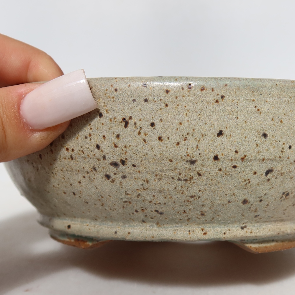 Keramická bonsajová miska 14,5 x 14,5 x 5,5 cm, farba béžová