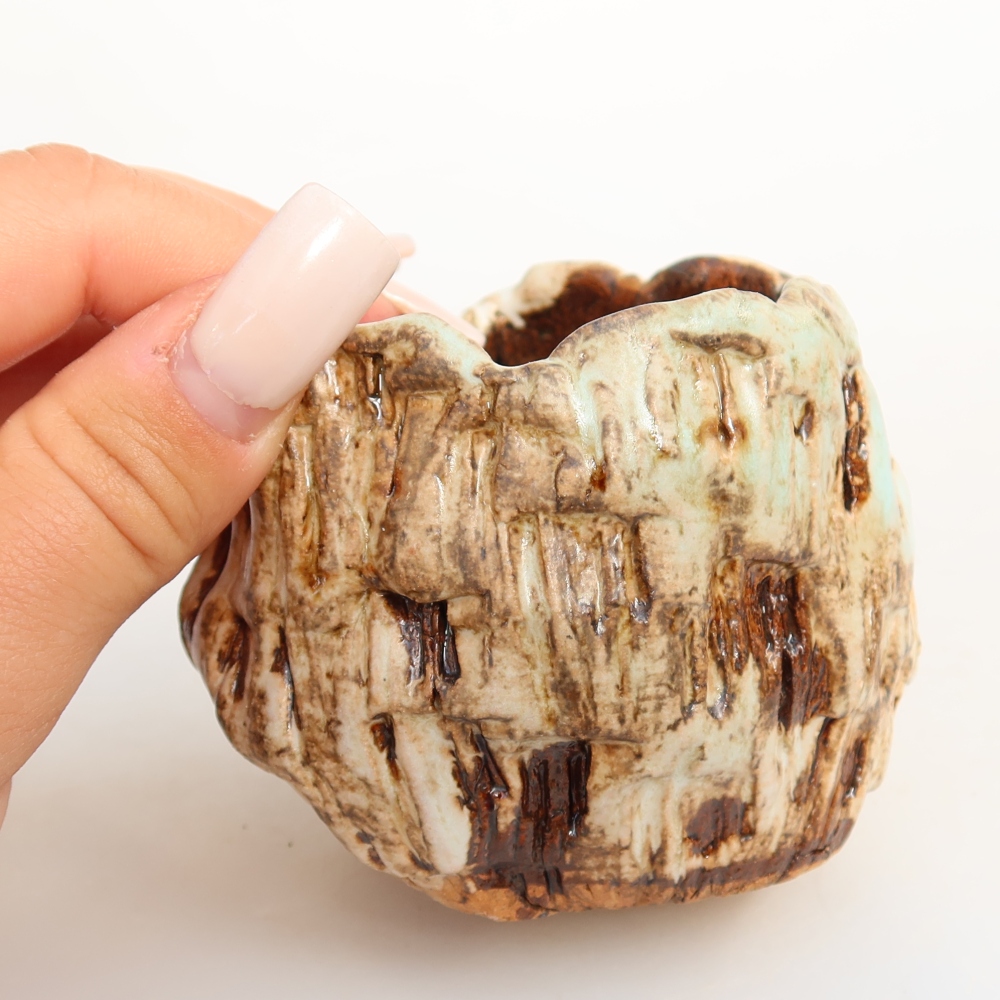 Keramická škrupina  7 x 7 x 6,5 cm, farba bielo-hnedá
