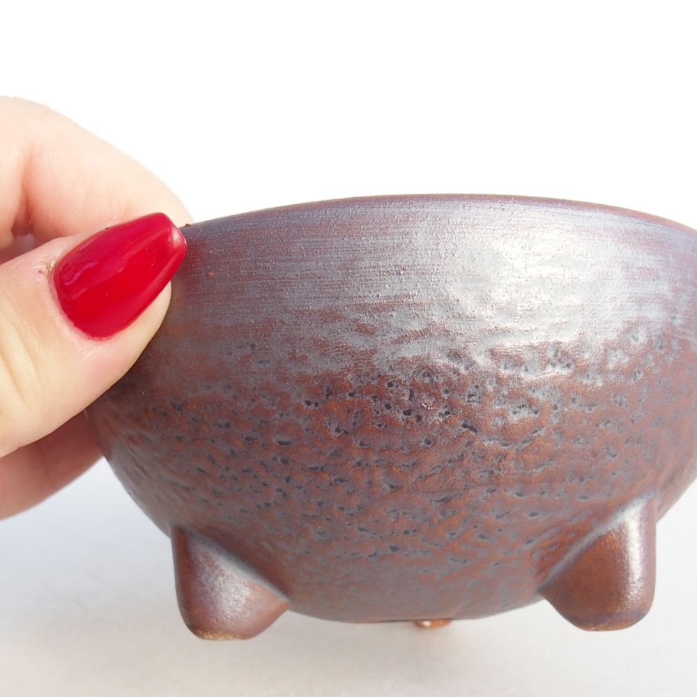 Keramická miska na bonsaje 10 x 10 x 5 cm, farba kovu