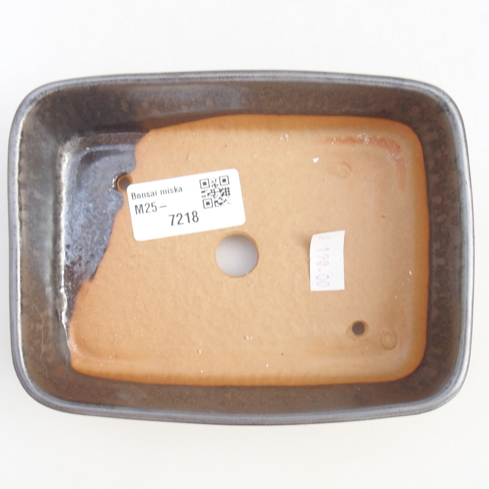 Keramická bonsajová miska 14,5 x 10,5 x 4,5 cm, farba kovu