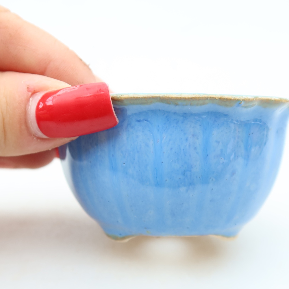 Keramická miska na bonsaje 7 x 7 x 4 cm, farba modrá