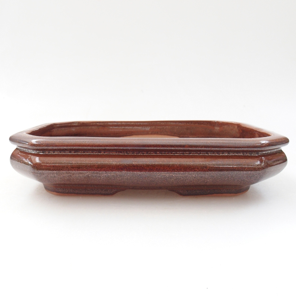 Keramická bonsai miska 19 x 13,5 x 4,5 cm, farba hnedá
