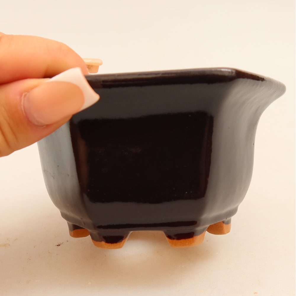 Keramická miska na bonsai 10,5 x 9,5 x 5,5 cm, farba čierna