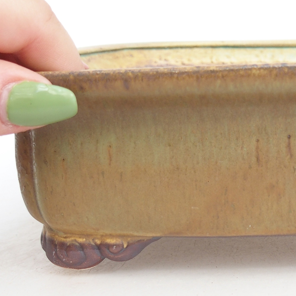 Keramická bonsajová miska 20 x 17 x 6 cm, zelená