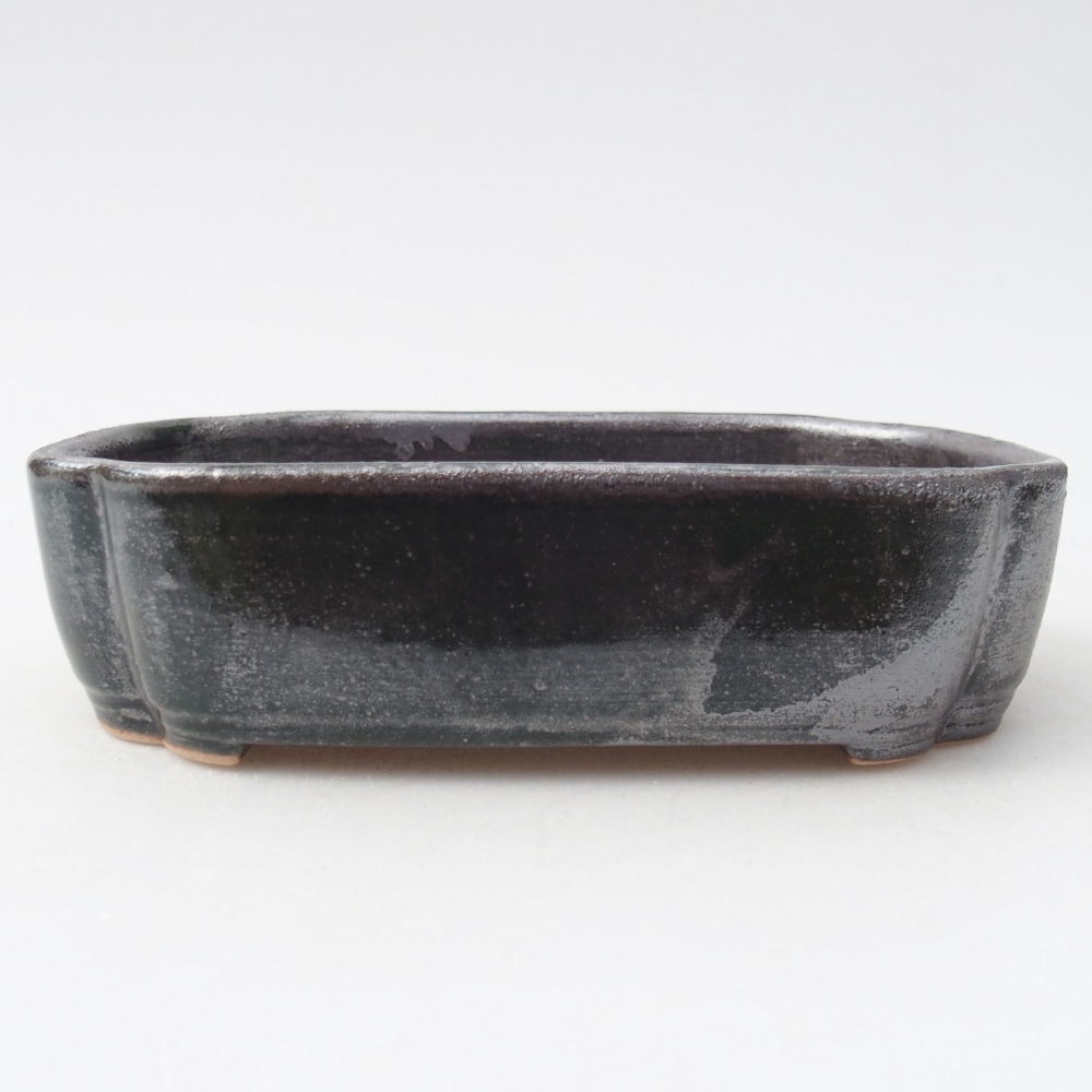 Keramická miska na bonsaje 16 x 11,5 x 4 cm, zelená metalíza