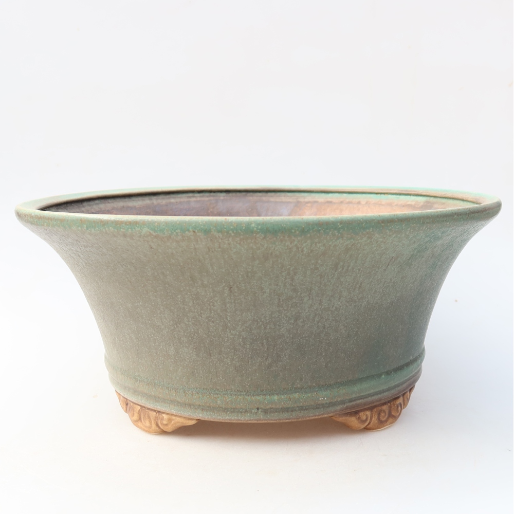 Keramická miska na bonsaje 29 x 29 x 12,5 cm, farba zelená