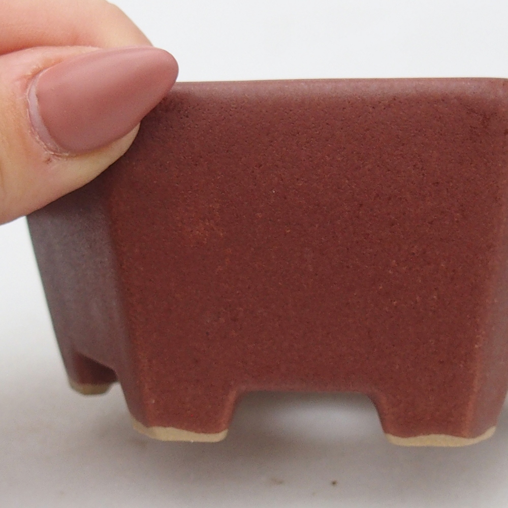 Keramická miska na bonsaje 10,5 x 9,5 x 5 cm, farba bordová