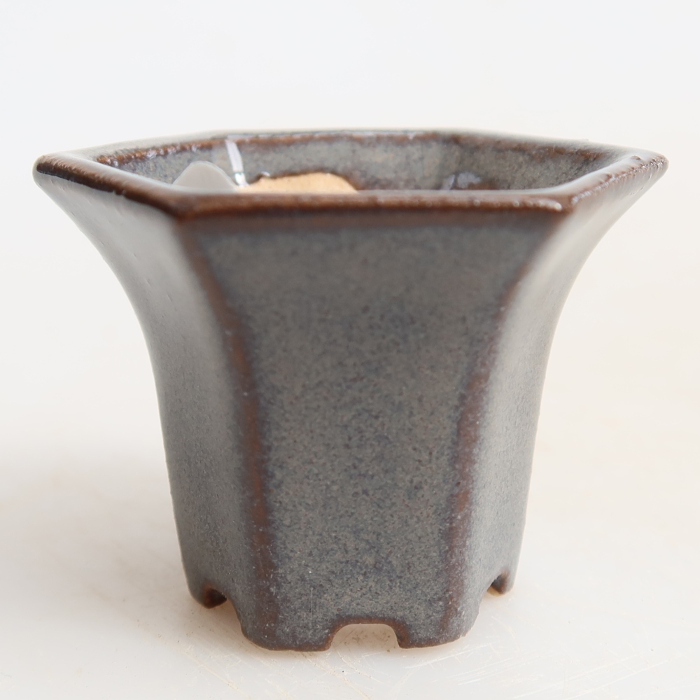 Keramická miska na bonsaje 4,5 x 4 x 3,5 cm, farba: sivá