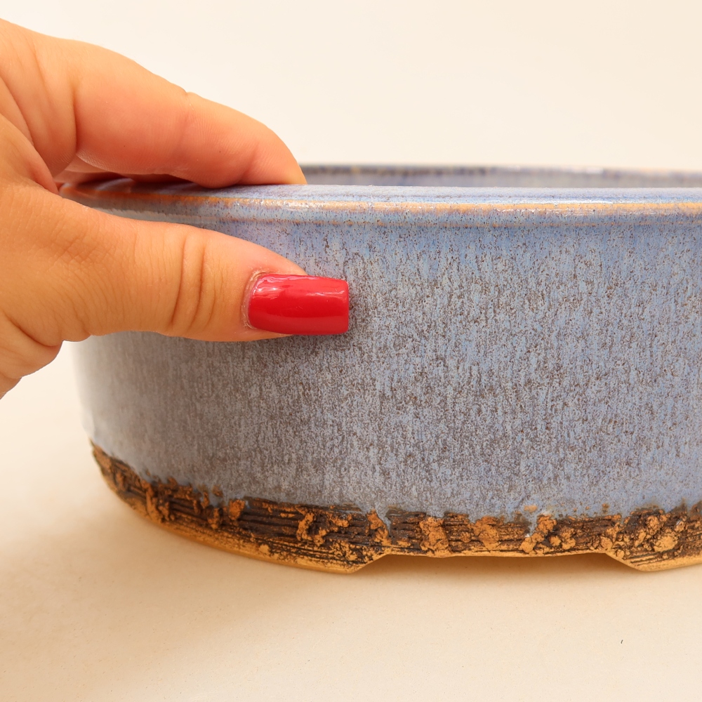 Keramická miska na bonsaje 23,5 x 23,5 x 8 cm, farba modrá