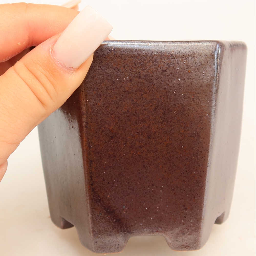 Keramická miska na bonsaje 9 x 8 x 8 cm, farba hnedá
