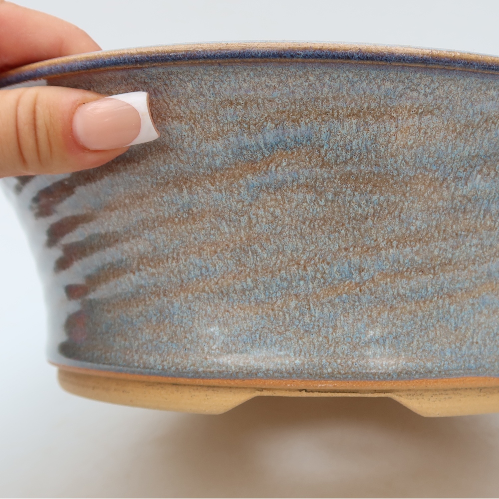 Keramická miska na bonsaje 25,5 x 25,5 x 8,5 cm, farba modrá