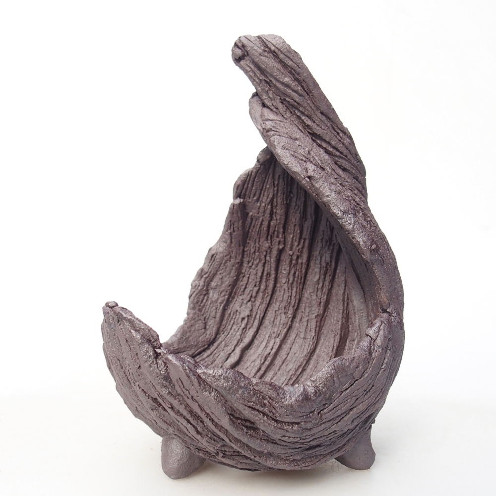 Keramická mušľa 9 x 7,5 x 13 cm , kovová farba