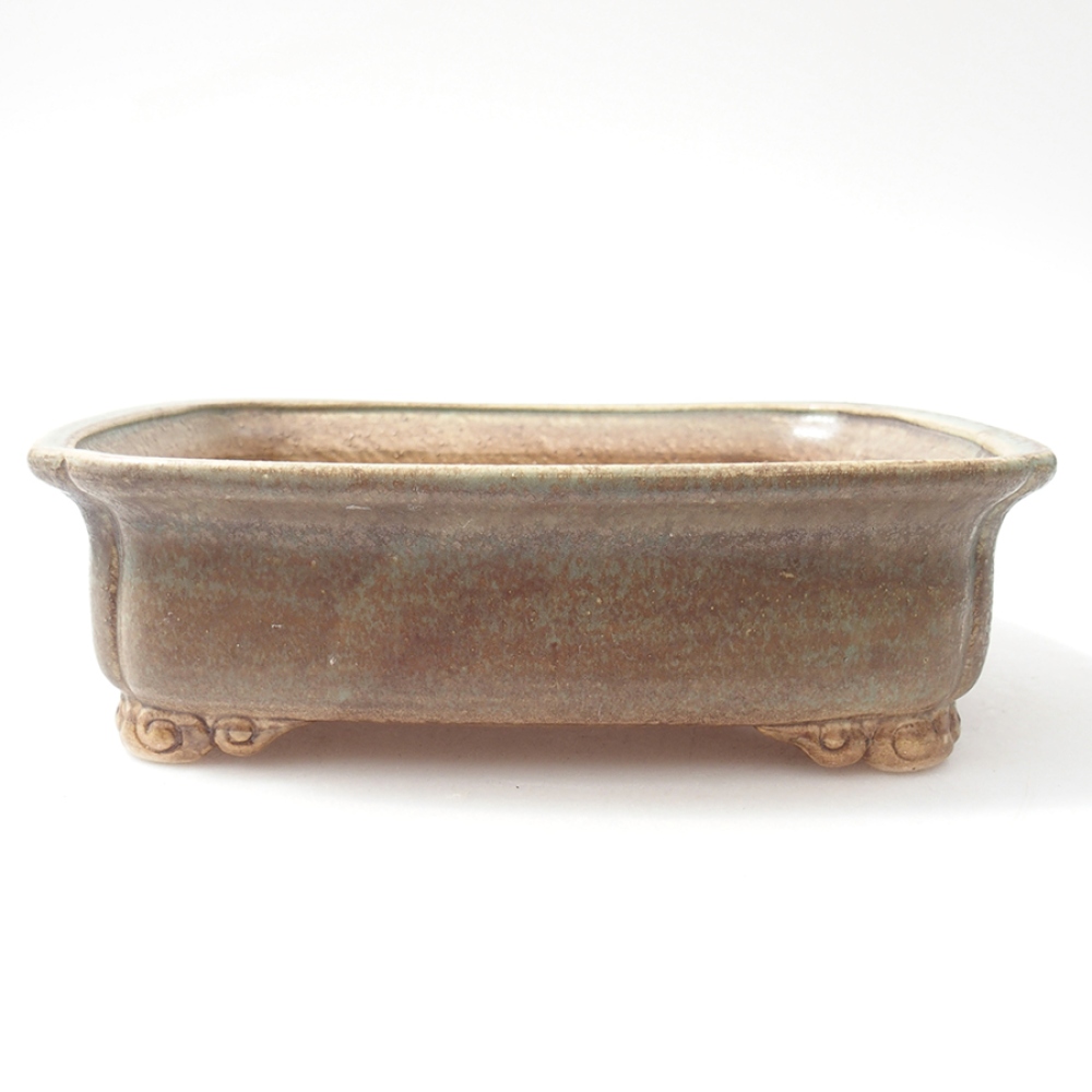 Keramická bonsai miska 19,5 x 16,5 x 6 cm, farba zelená