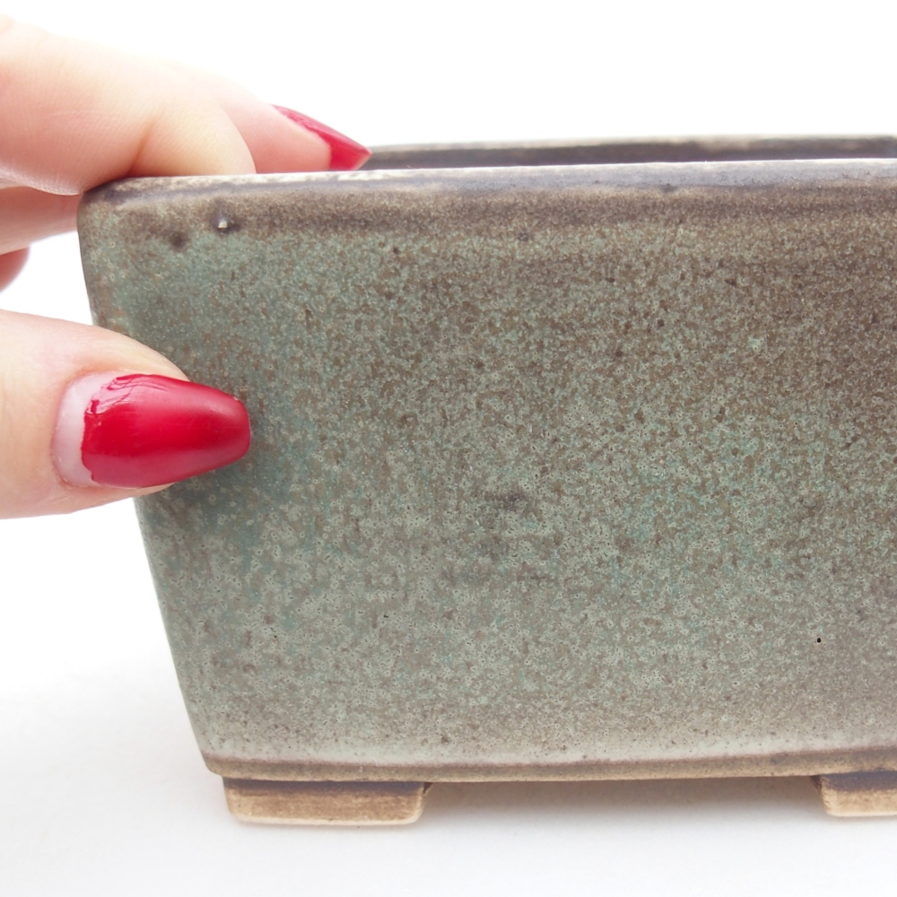 Keramická bonsajová miska 11 x 11 x 7 cm, zelená