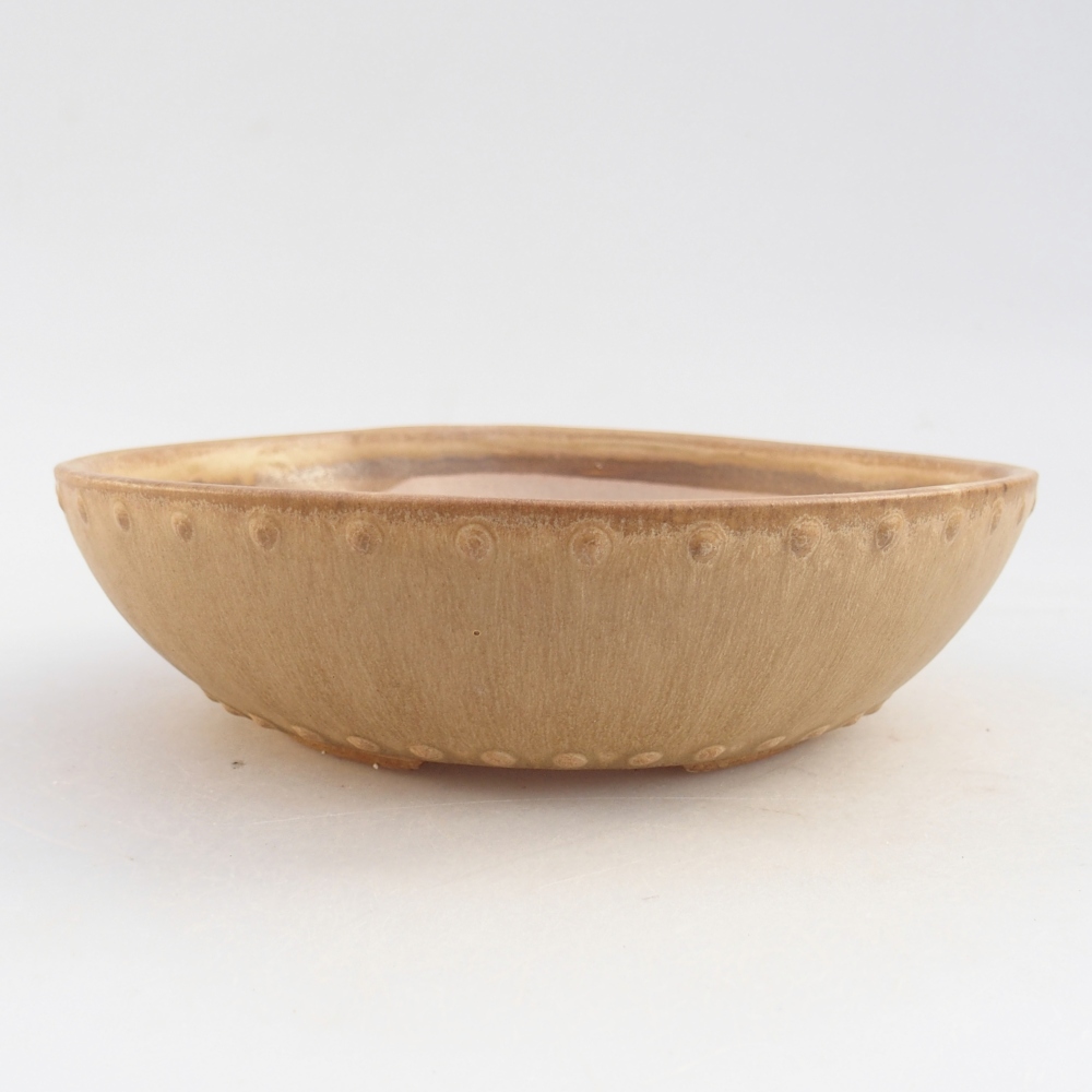 Keramická miska na bonsaje 17,5 x 17,5 x 5 cm, farba béžová