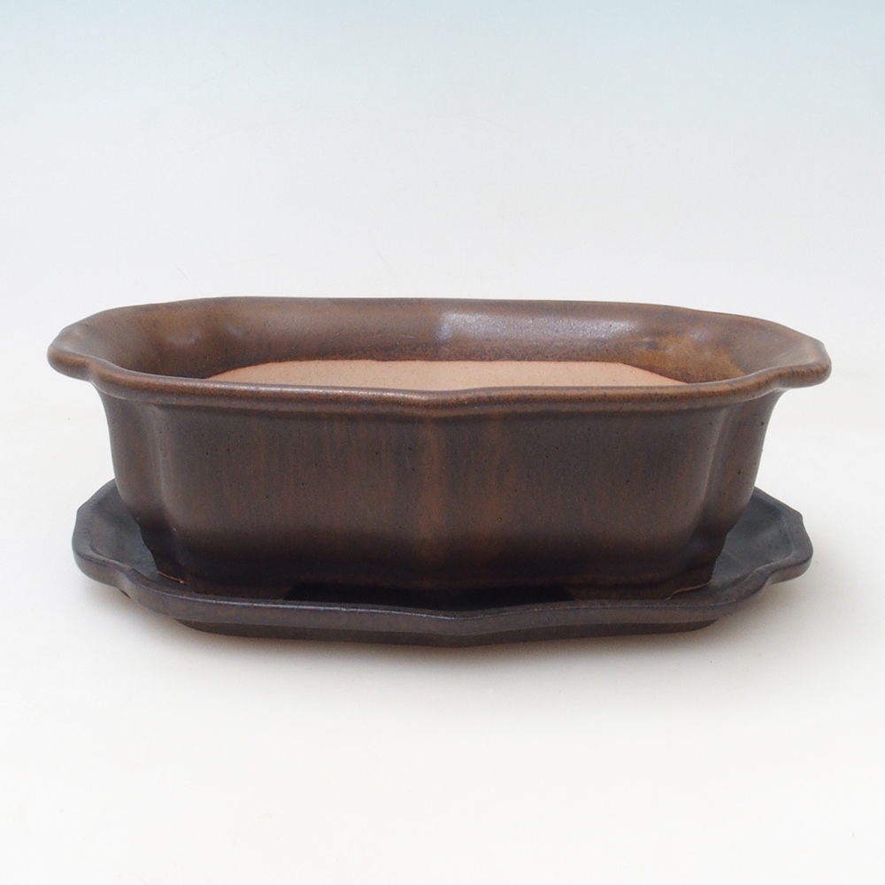 Bonsai miska + podmiska H01 - 12x9x5 cm