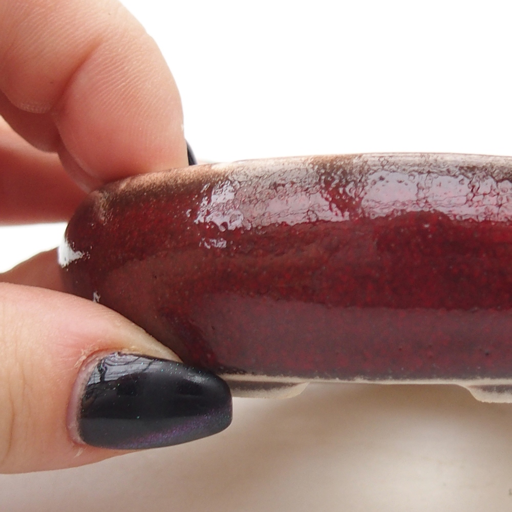 Mini bonsajová miska 9 x 9 x 2,5 cm, farba červená