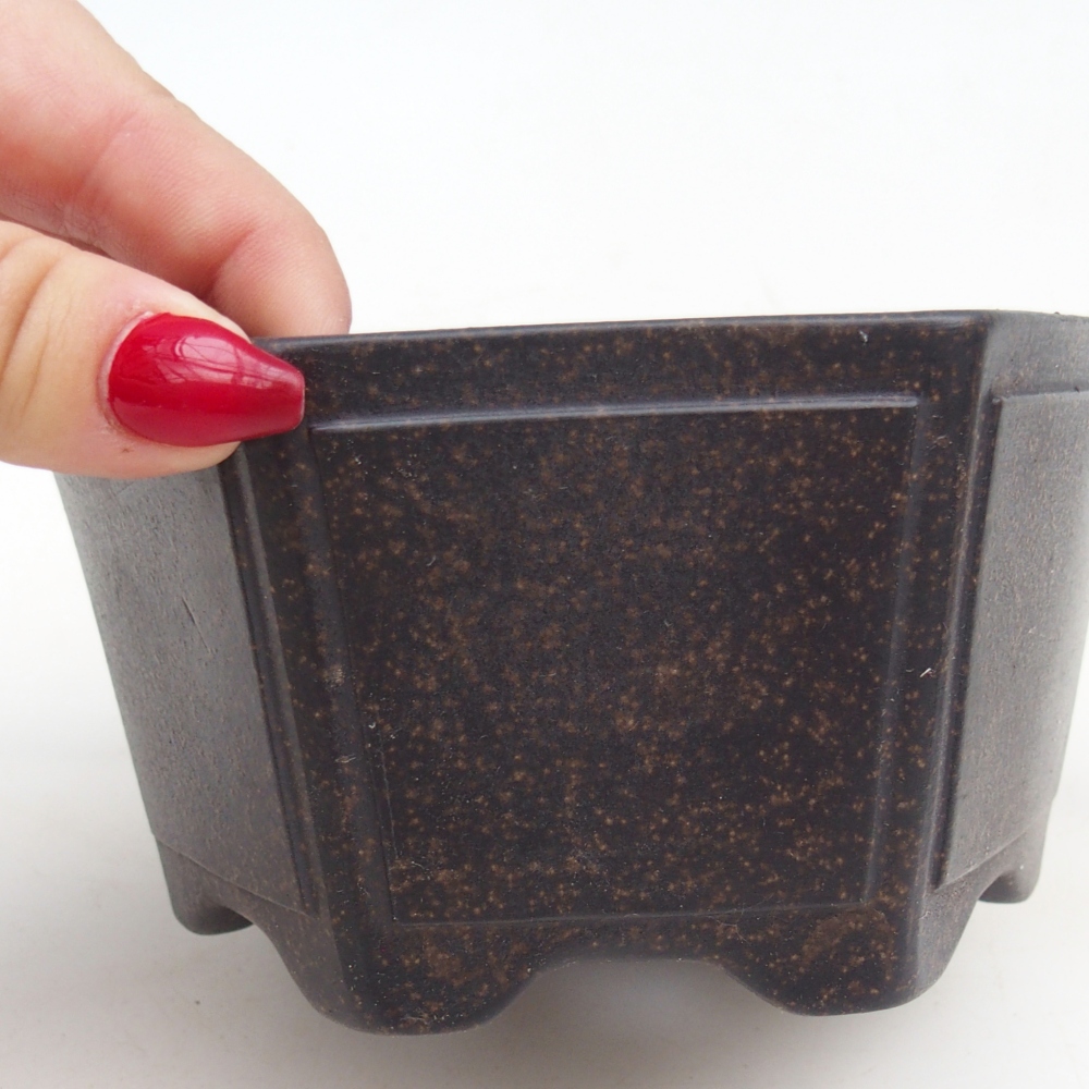 Keramická bonsajová miska 13 x 12 x 7 cm, farba hnedastá okrová