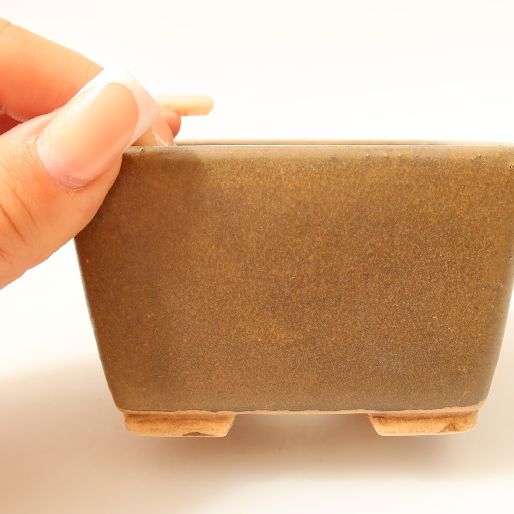 Keramická miska na bonsaje 8,5 x 8,5 x 5,5 cm, hnedá