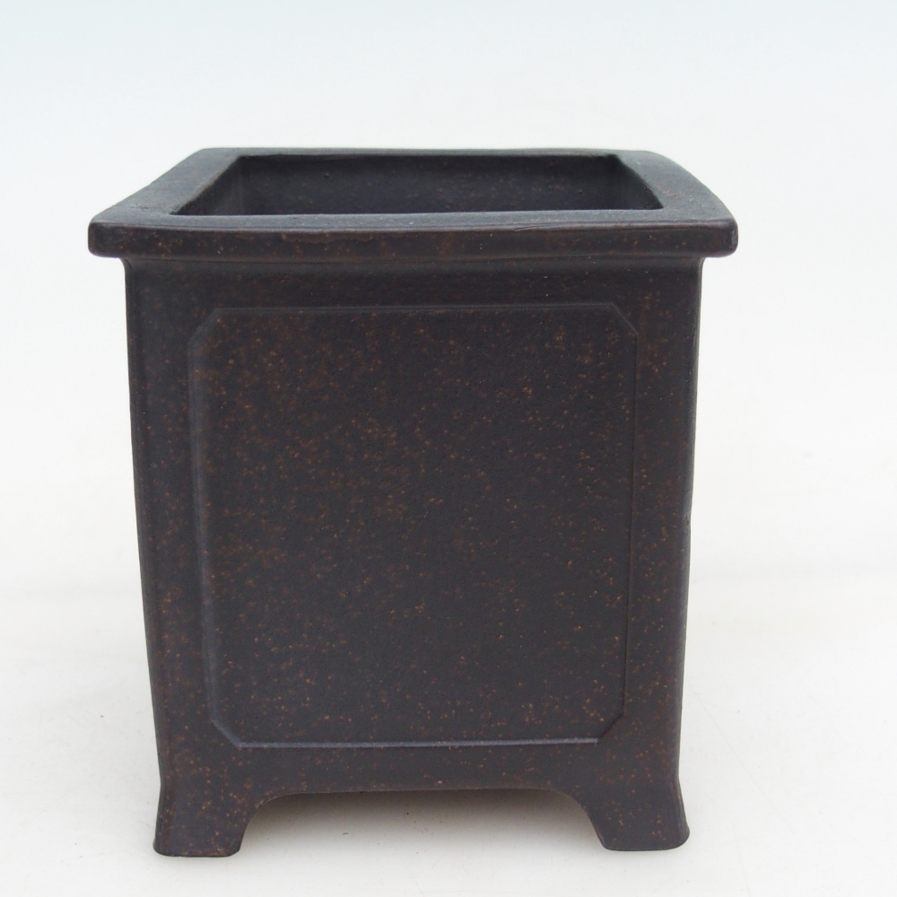 Keramická bonsajová miska 9,5 x 9,5 x 10 cm, hnedastá okrová farba