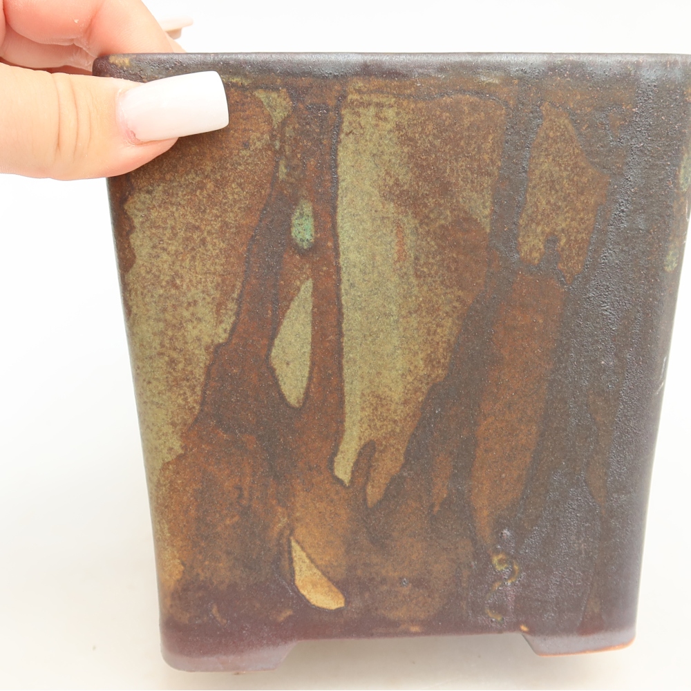 Keramická miska na bonsaje 13 x 13 x 14 cm, farba hnedá