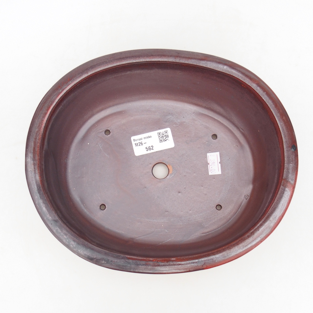 Keramická bonsajová miska 23 x 19 x 7 cm, farba červená
