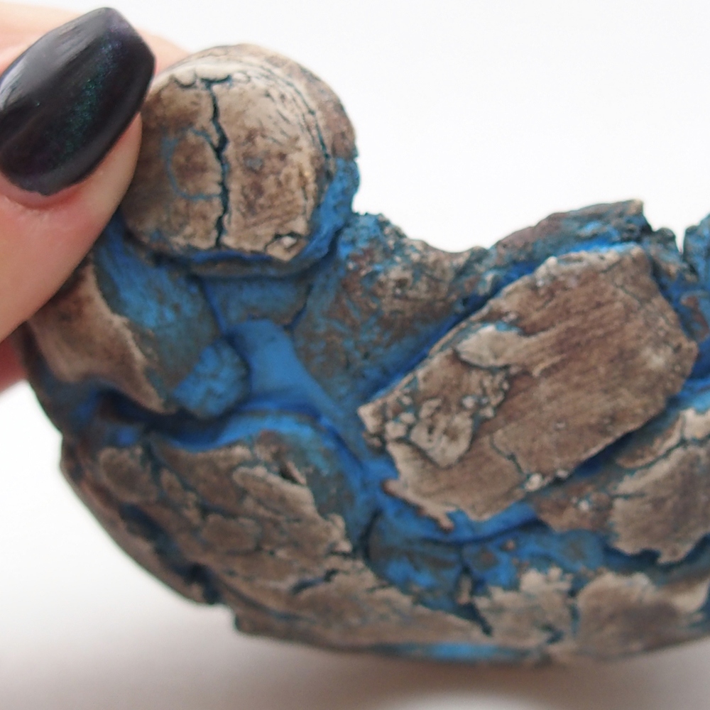 Keramická mušľa 11 x 10 x 5 cm , farba modrá