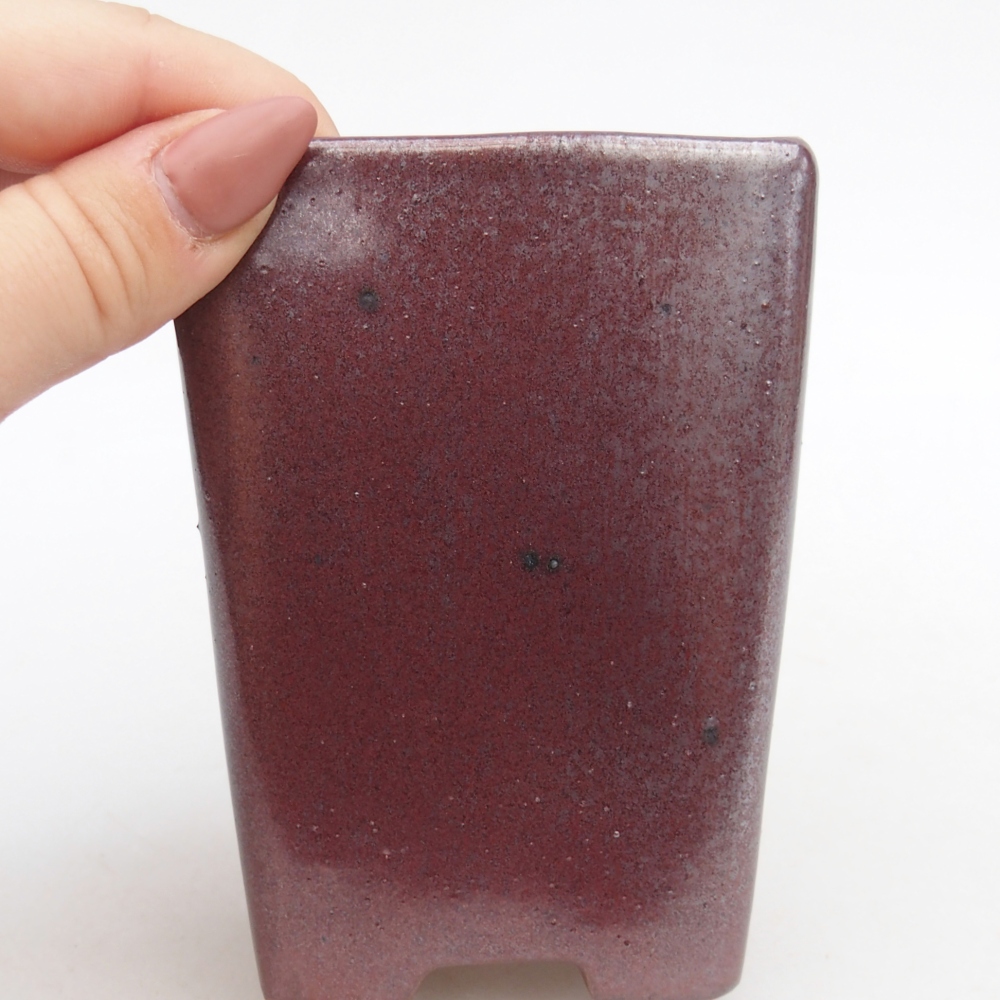 Keramická miska na bonsaje 8 x 8 x 10,5 cm, farba bordová