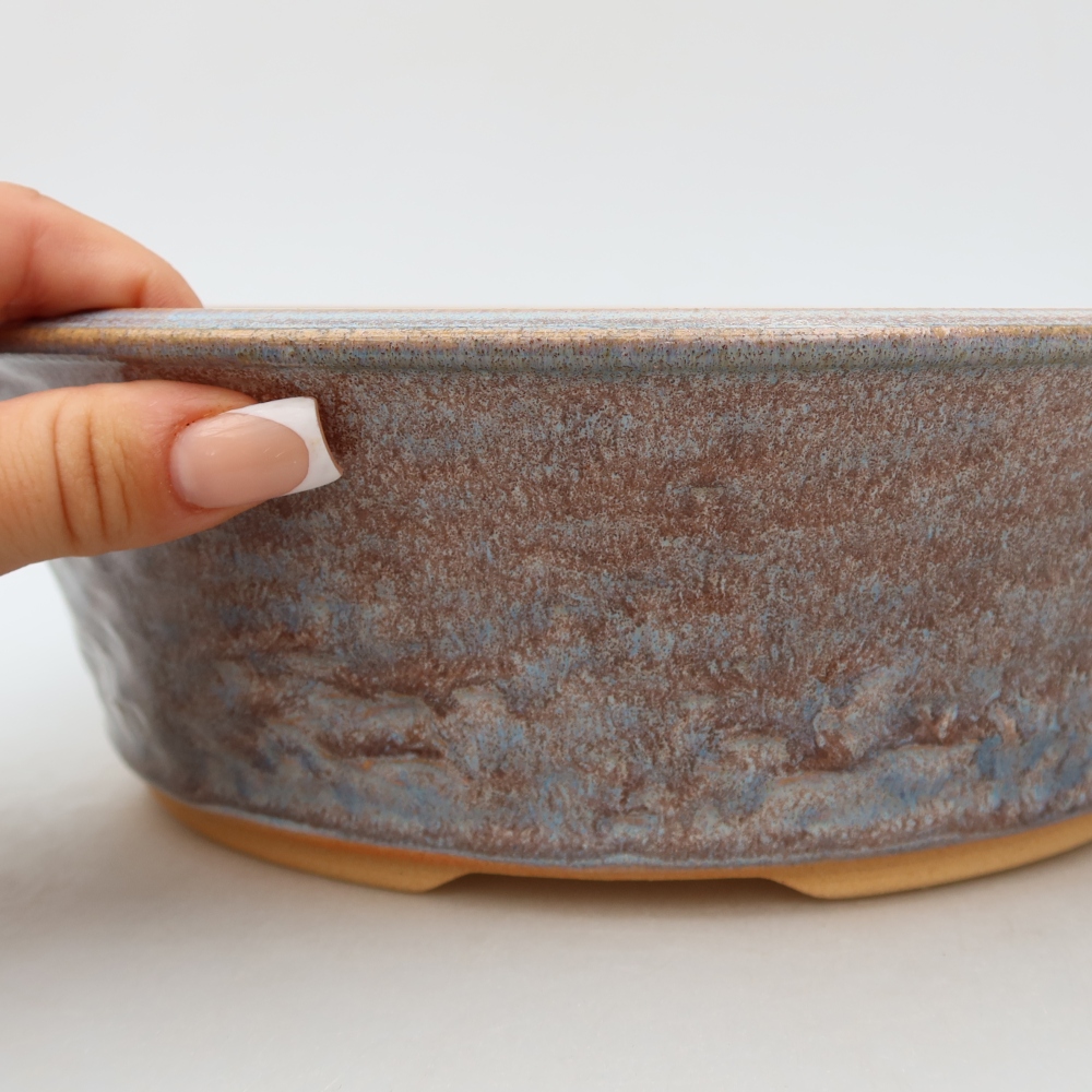 Keramická miska na bonsaje 26,5 x 26,5 x 8 cm, farba modrá