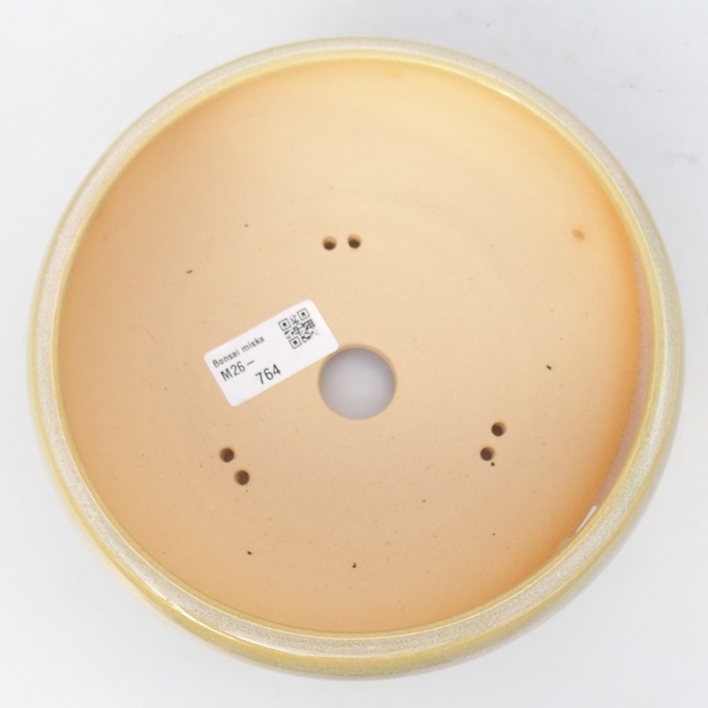 Keramická bonsajová miska 18 x 18 x 7 cm, žltozelená