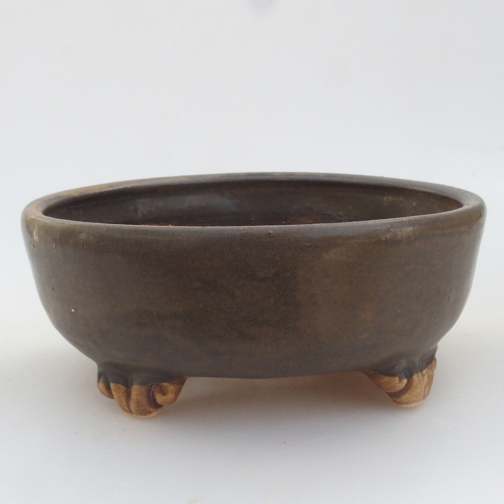 Keramická bonsai miska 10,5 x 10,5 x 4,5 cm, farba hnedá